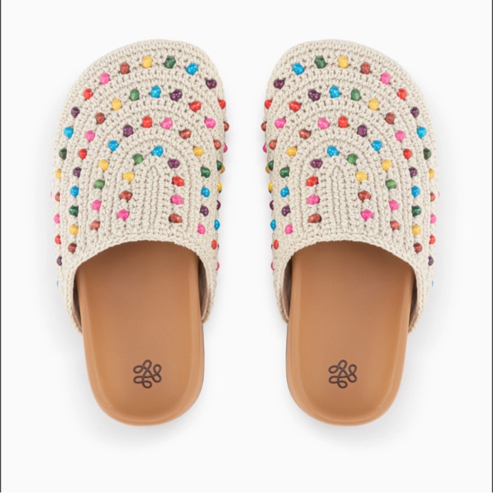 The Sak Beige Crochet Slip-On Mules with Multicolor Embellishments - Picture 2 of 4